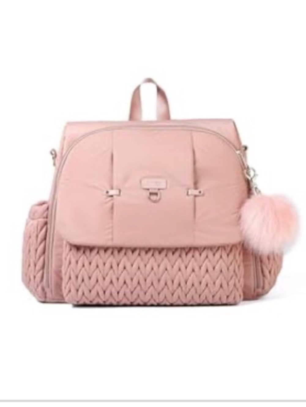 Sewboo Pink Quilted Accent Women’s Backpack Tote diaper bag